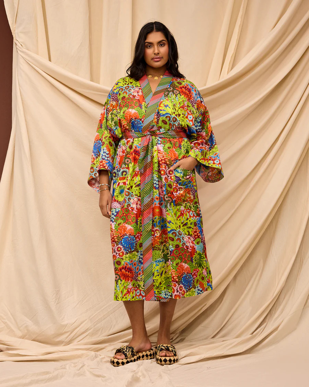 Sage X Clare Cotton Silk Robe