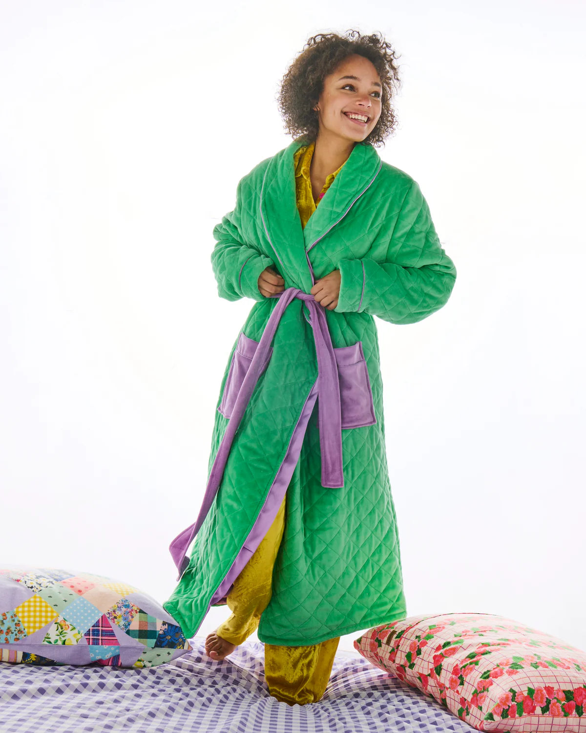 Kip & Co Quilted Velvet Robe