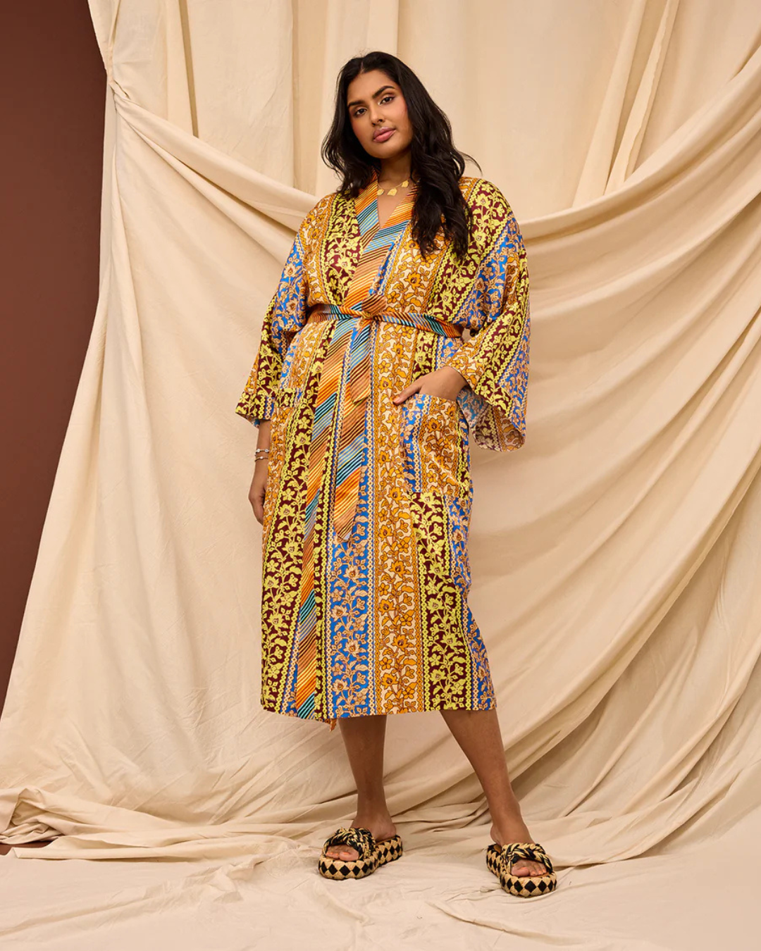 Sage X Clare Cotton Silk Robe