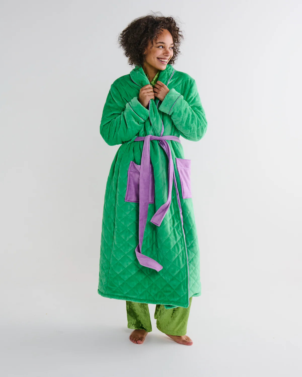 Kip & Co Quilted Velvet Robe