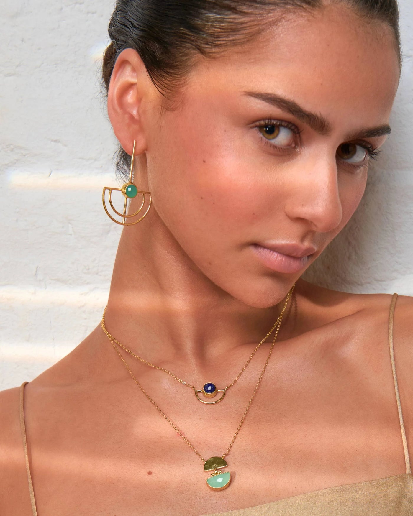 Elise Chalcedony Drop Stud Earring