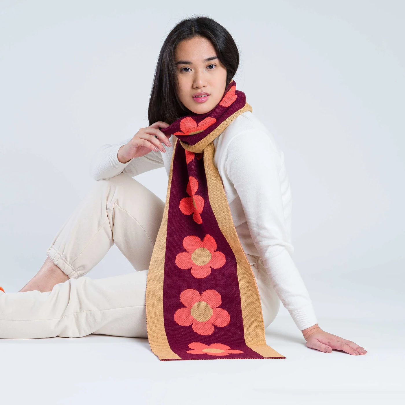 Flower Stripe Scarf