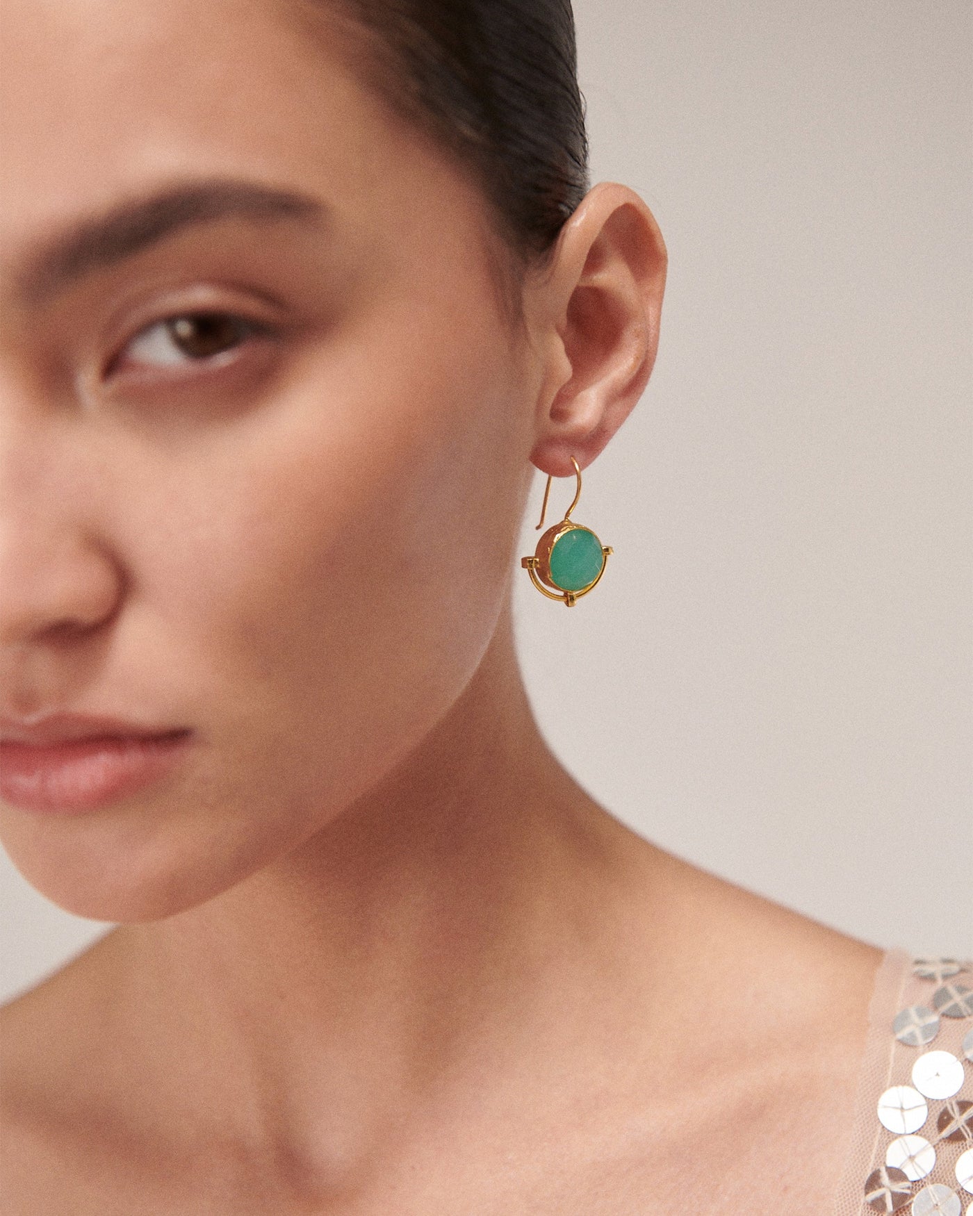 Domna Aqua Chalcedony Drop Earrings