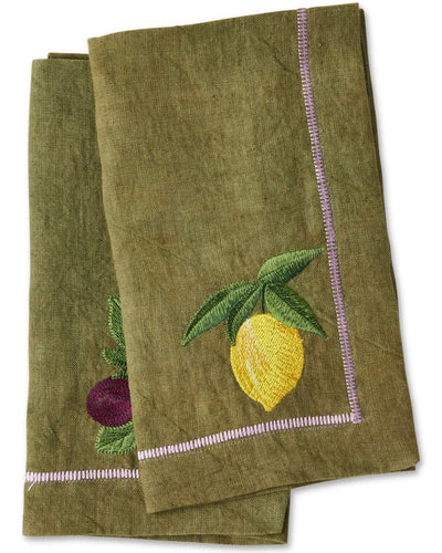 Kip & Co Embroidered Linen 4 Piece Napkin Set