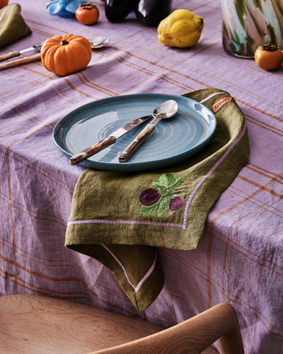 Kip & Co Embroidered Linen 4 Piece Napkin Set