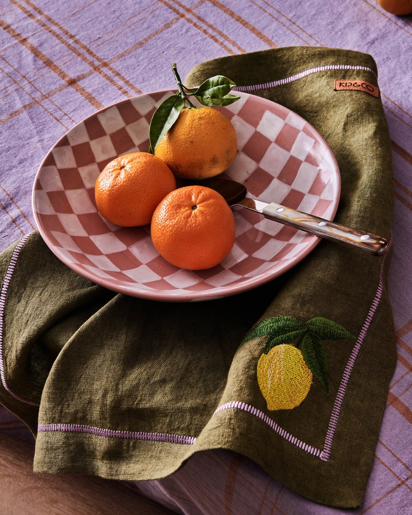 Kip & Co Embroidered Linen 4 Piece Napkin Set