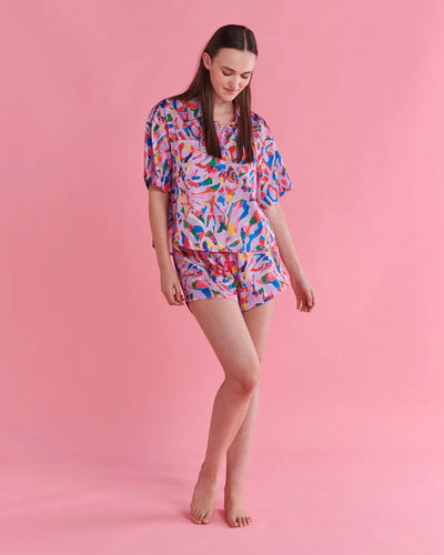 Kip & Co Satin Short Sleeve Shirt & Short Pyjama Set