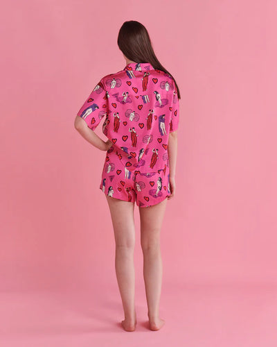 Kip & Co Satin Short Sleeve Shirt & Short Pyjama Set