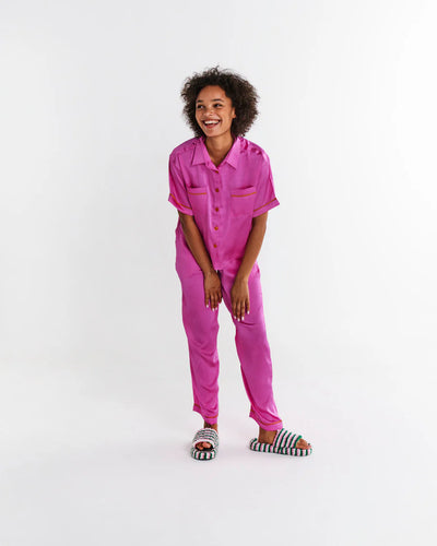 Kip & Co Satin Short Sleeve Shirt & Pant Pyjama Set