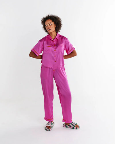 Kip & Co Satin Short Sleeve Shirt & Pant Pyjama Set