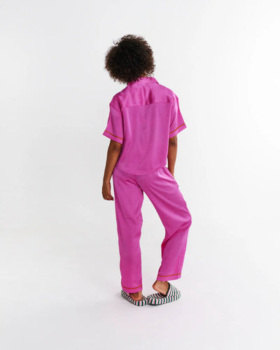 Kip & Co Satin Short Sleeve Shirt & Pant Pyjama Set