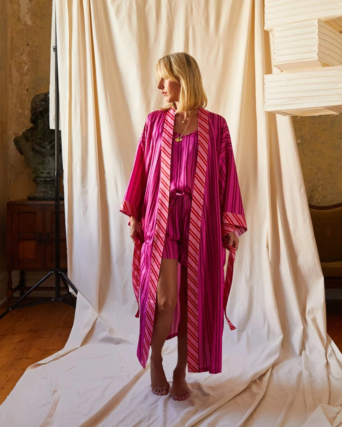 Sage X Clare Cotton Silk Robe