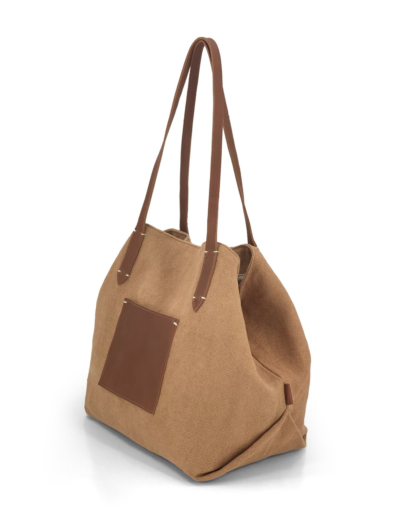 Natural Tote Bag / Leather Trim